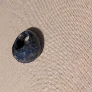 Faceted Solid Sodalite Dome Ring Size 7